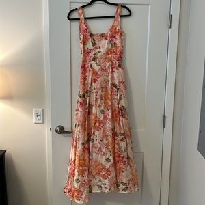 Sau Lee Floral MIDI dress orange multi